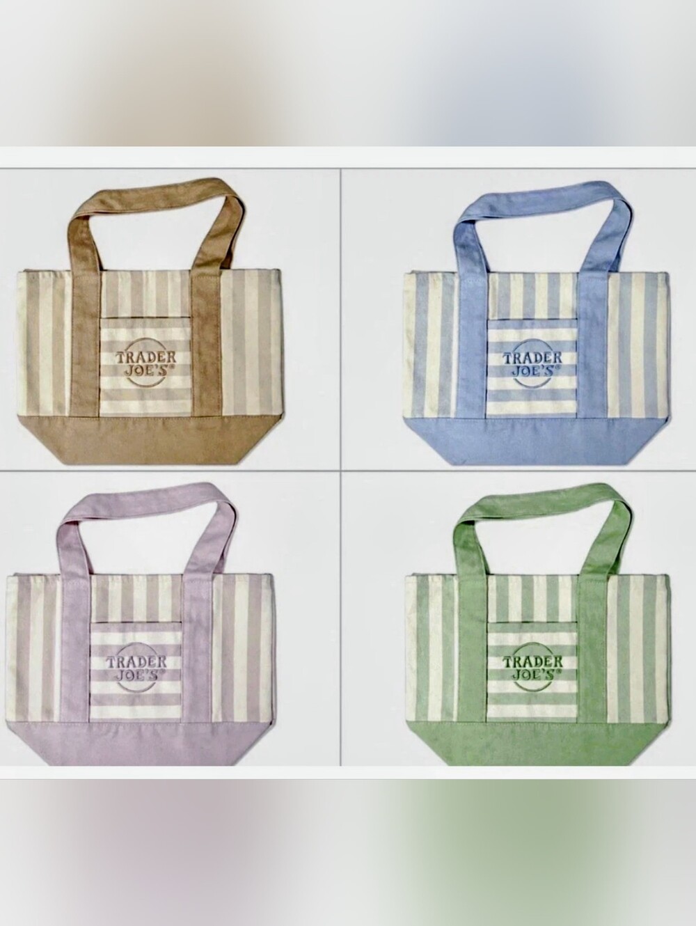 TRADER JOE'S all 4 mini Pastel Striped totes. *NEW*  Sold Out